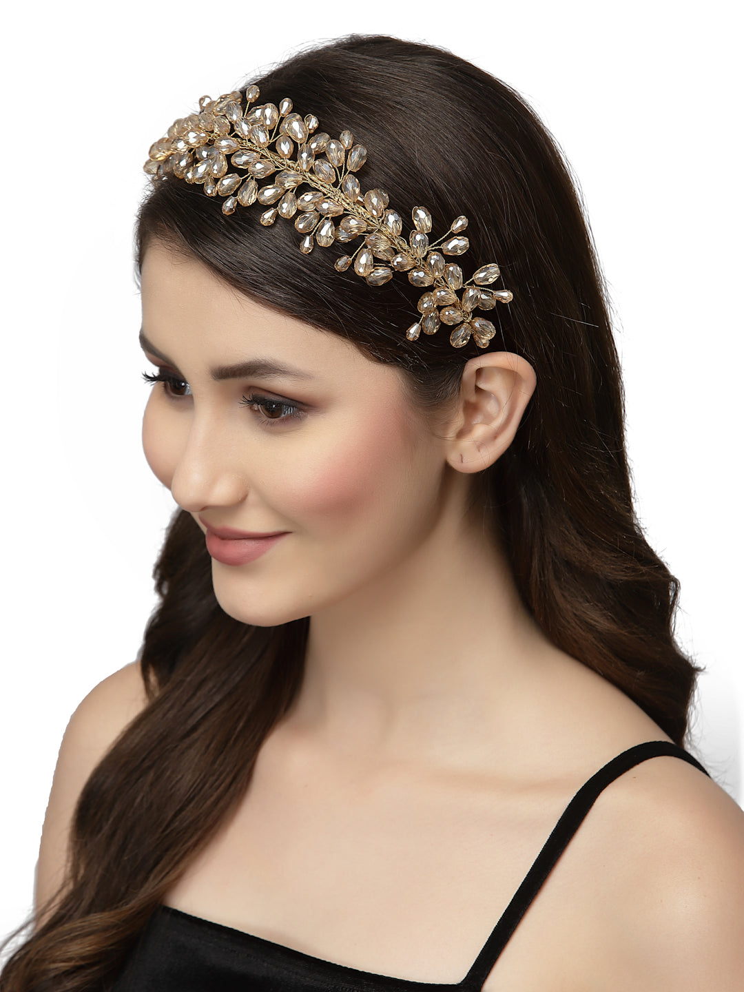 Vogue Hair Accessories Metal Handmade Crystal With Pearls Fancy Party Hairband Hair Accessories