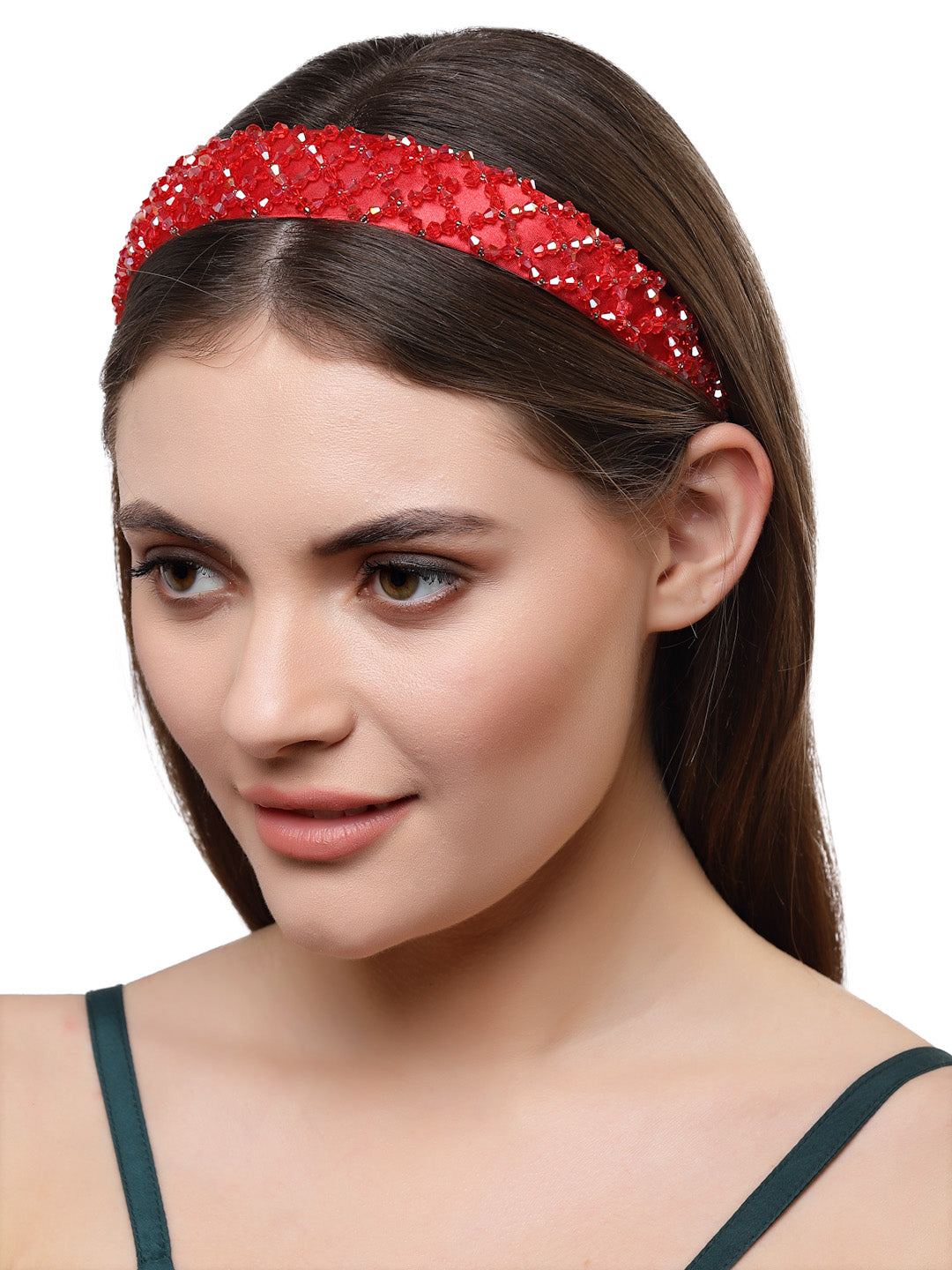 Vogue Hair Accessories Crystal Beaded Plastic Fancy Party Wedding Hairband For Girls