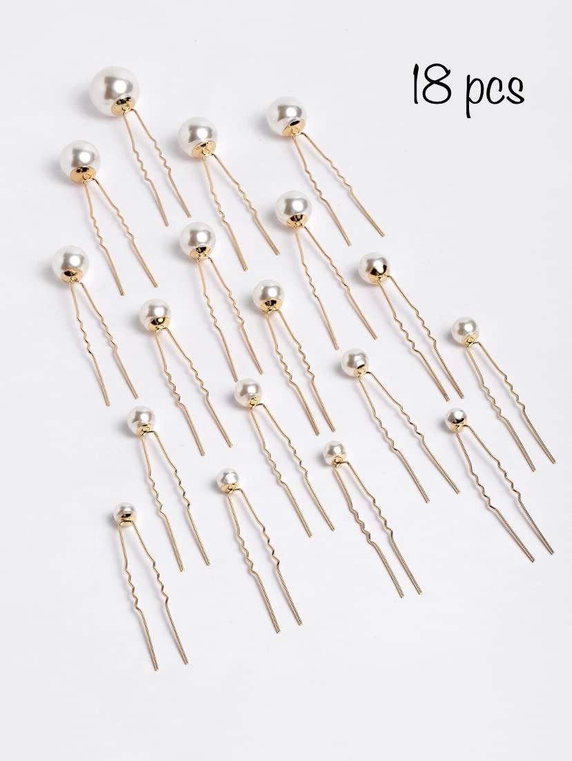 Vogue Hair Accessories White Pearl Hair Pins 18 Pcs