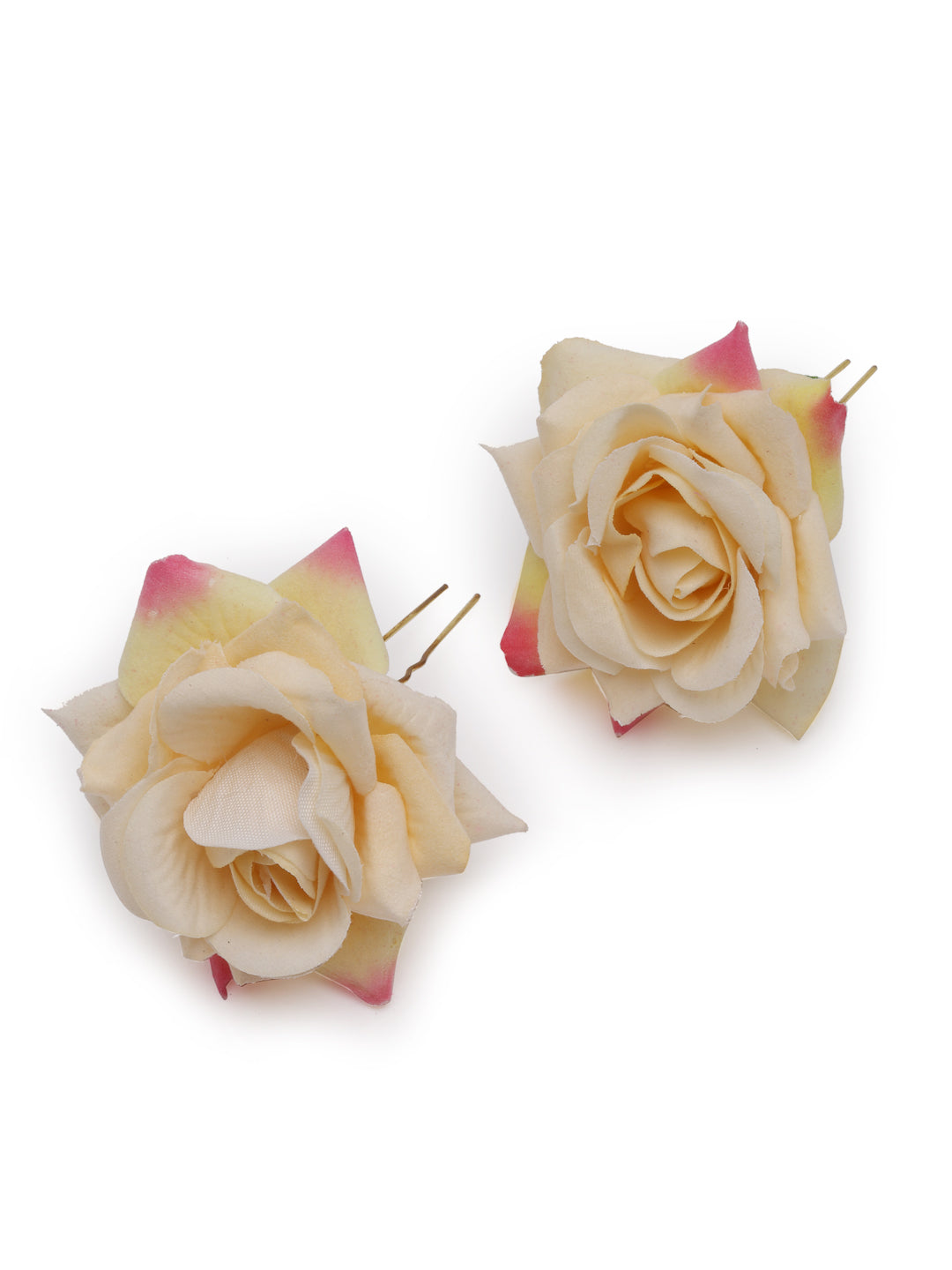Vogue Hair Accessories Light Weight Rose Flower Bun Maker Juda Pins Hair Accessories (Off-White-2)