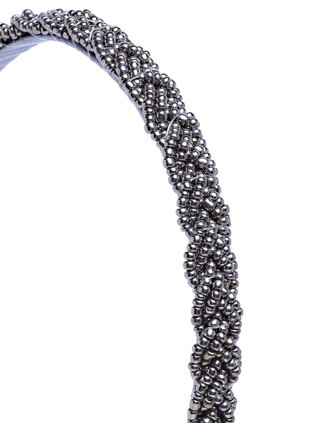 Vogue Hair Accessories Black Handmade Metal Braid Beaded Hairband