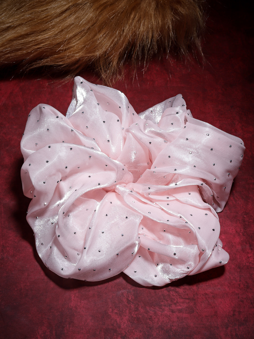 Vogue Hair Accessories Pink Big Size Scrunchies for Hair Tie for Women and Girls