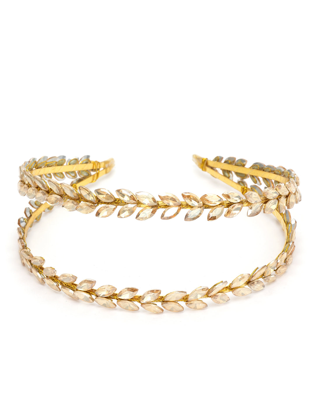Vogue Hair Accessories Gold Crystal Double line Hairband for Women and Girls