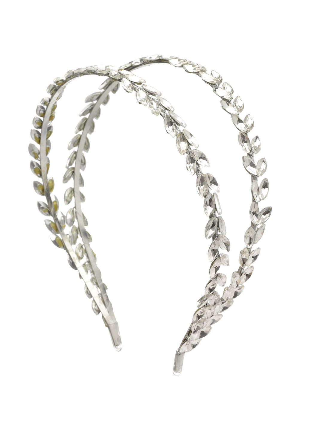 Vogue Hair Accessories Silver Crystal Double Line Hairband for Women and Girls