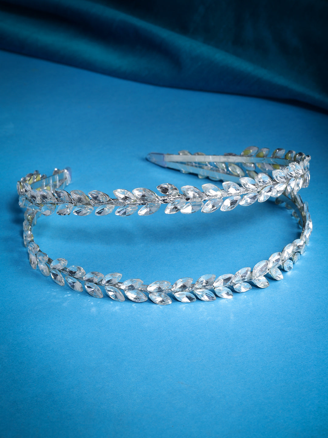 Vogue Hair Accessories Silver Crystal Double Line Hairband for Women and Girls