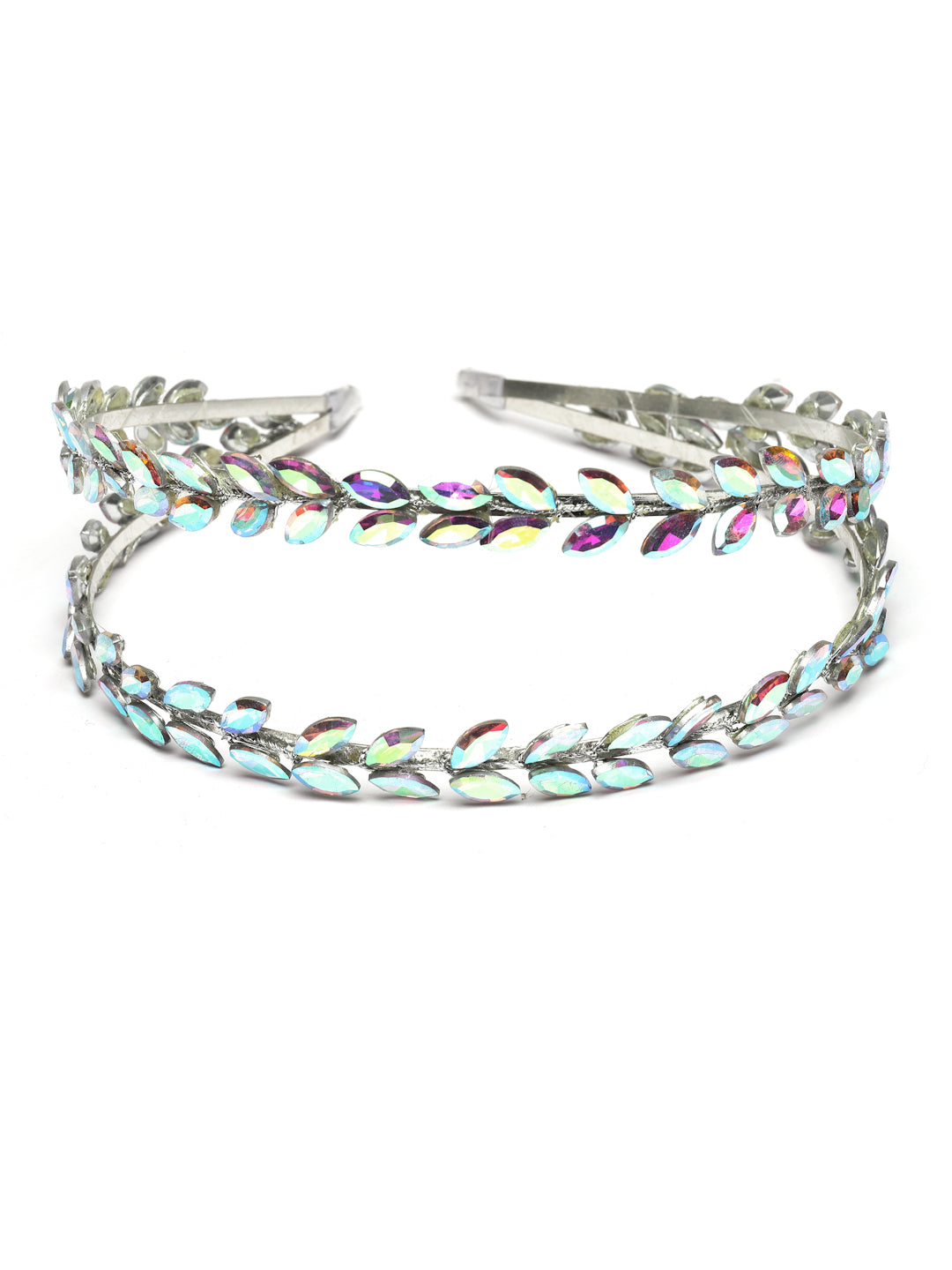 Vogue Hair Accessories Multi Crystal Double Line Hairband for Women and Girls