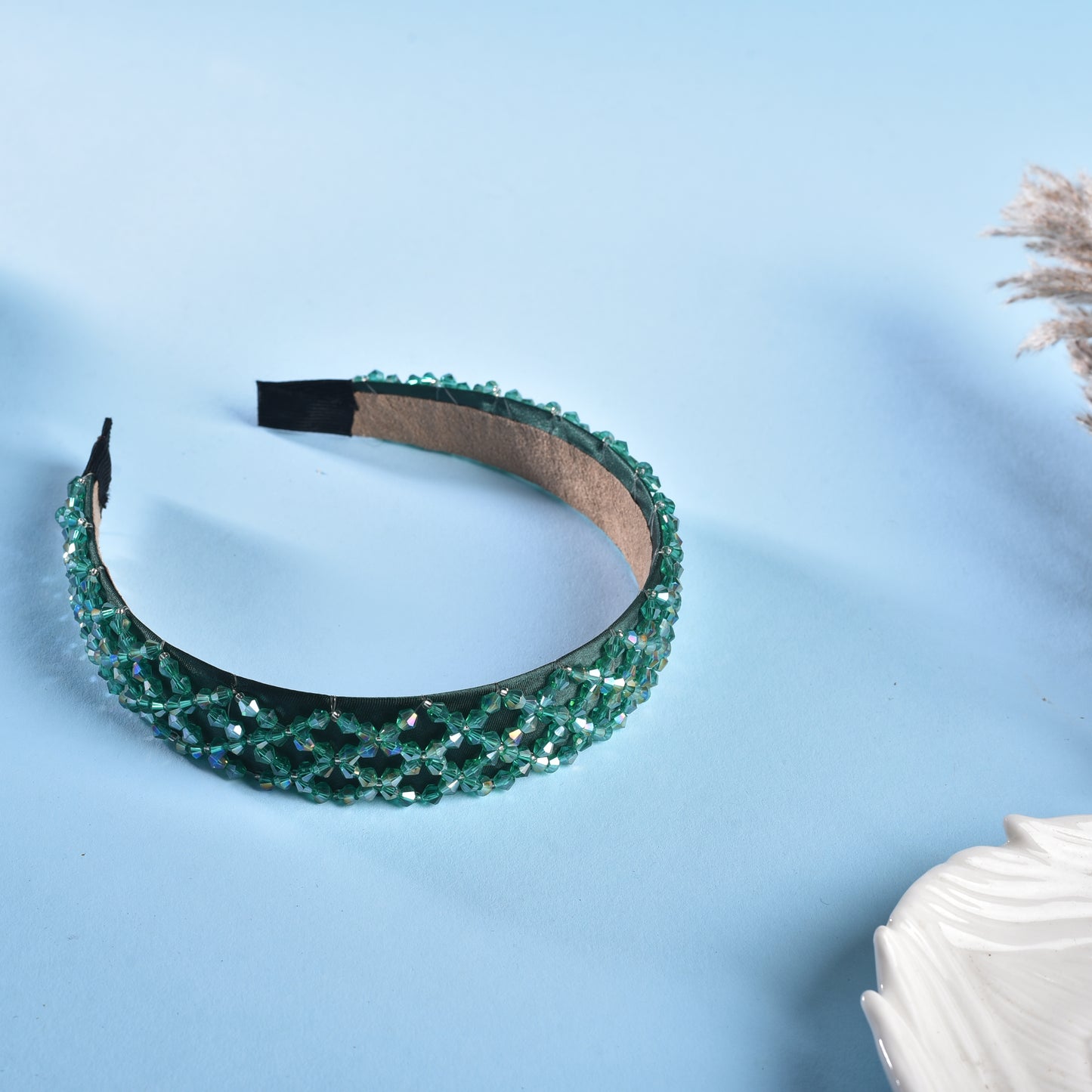 Vogue Hair Accessories Crystal Beaded Plastic Fancy Party Wedding Hairband For Girls