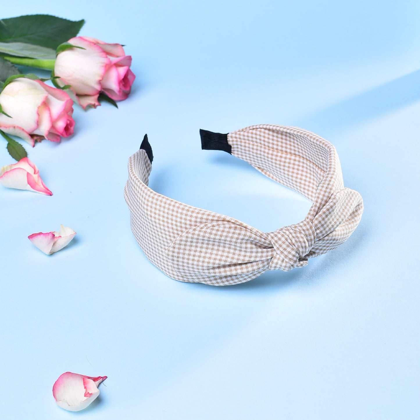 Vogue Hair Accessories Brown Check Bow Hairband