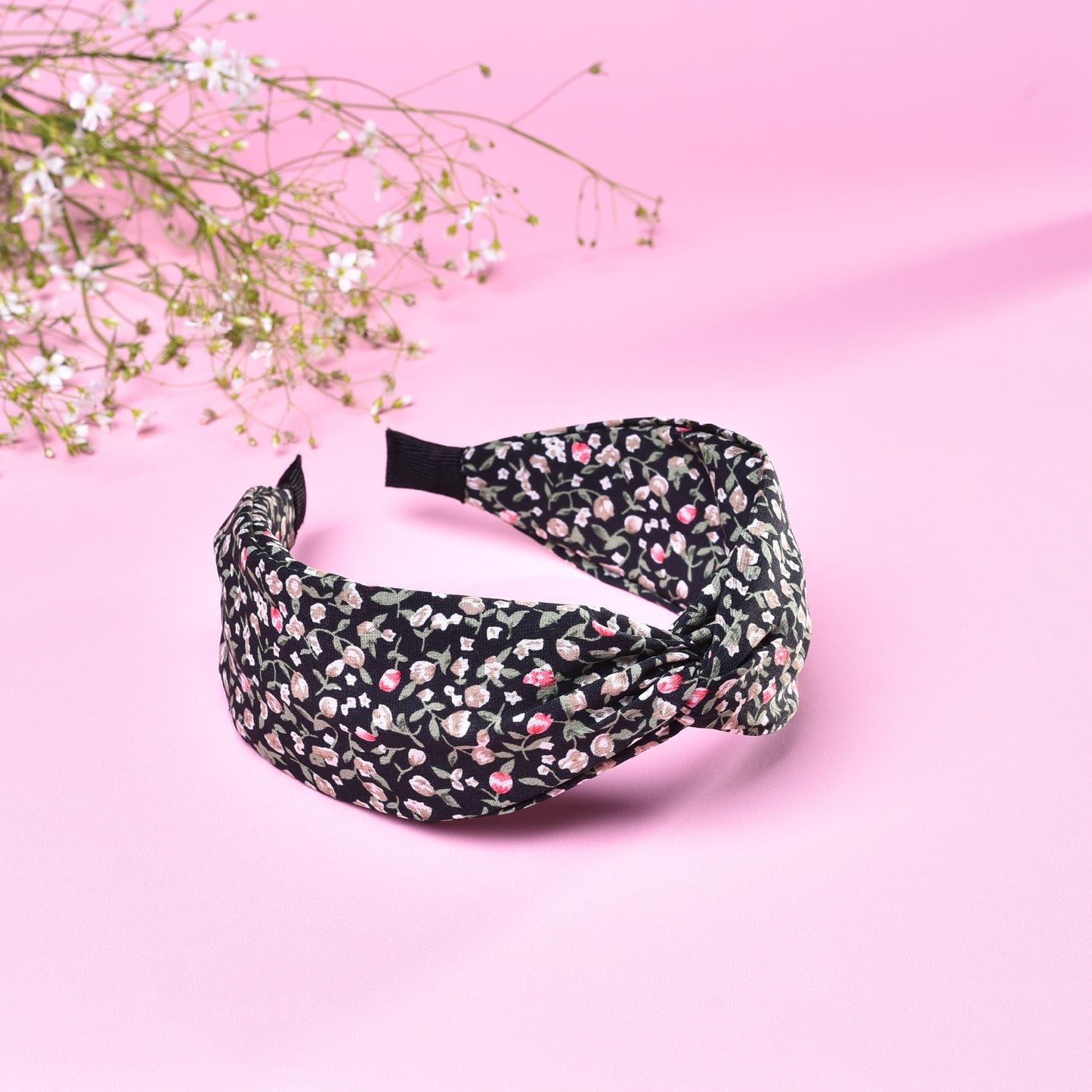 Vogue Hair Accessories Women's Printed Plastic Fabric Knot Metal Hairband for Women, Pack of 1