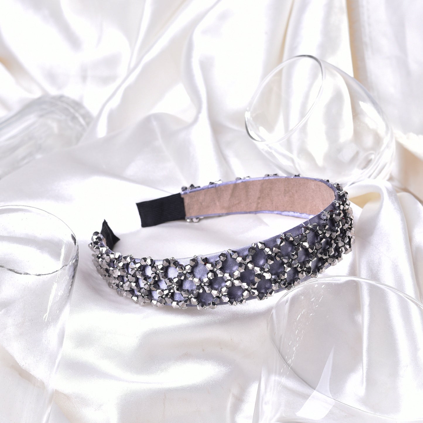 Vogue Hair Accessories Crystal Beaded Plastic Fancy Party Wedding Hairband For Girls