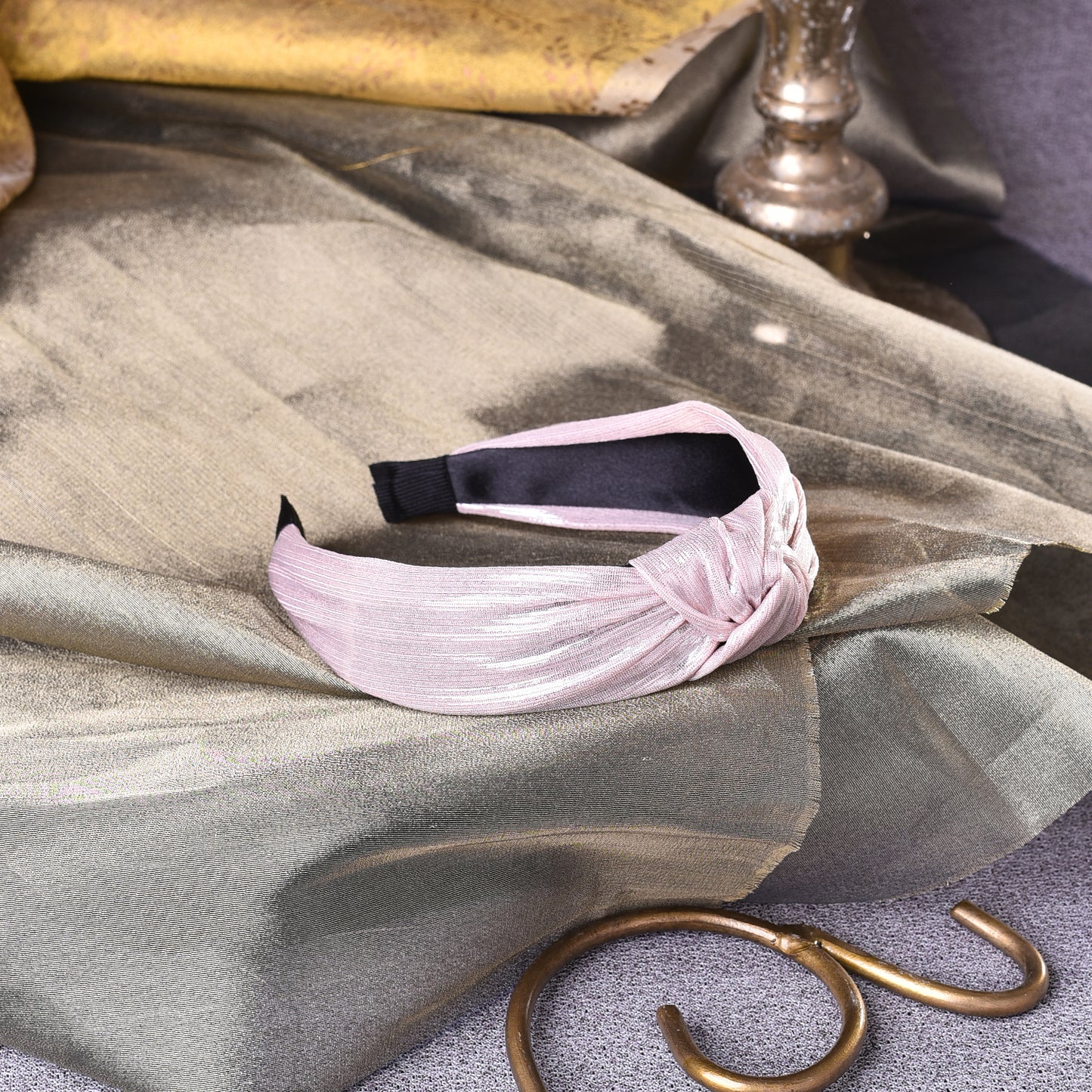 Vogue Hair Accessories Solid Shimmer Fabric Knot Plastic Hairband Headband for Girls and Women (Shimmer)