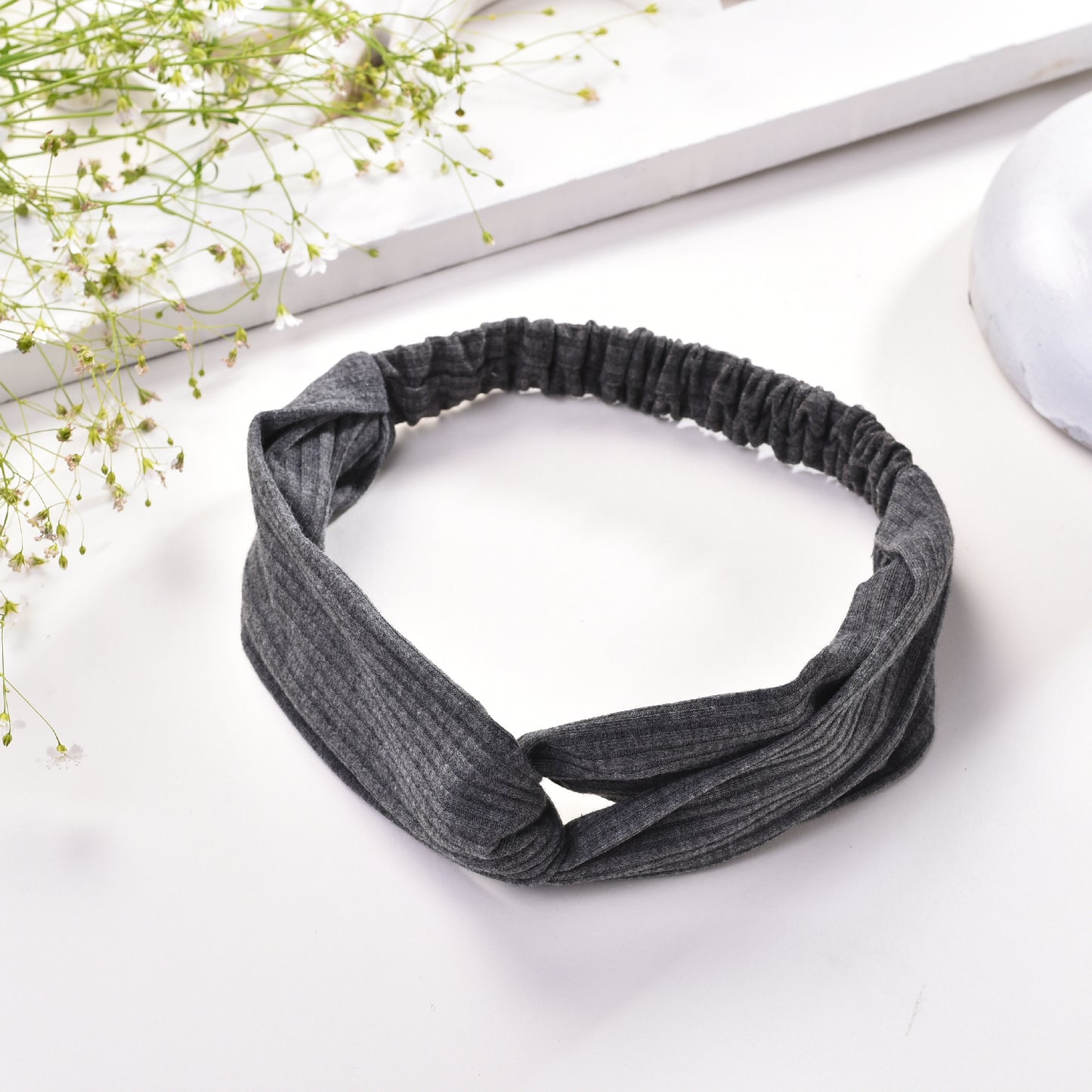 Vogue Hair Accessories Solid Nylon Fabric Knot Stretchable Hairband for Girls and Women, Pack of 1