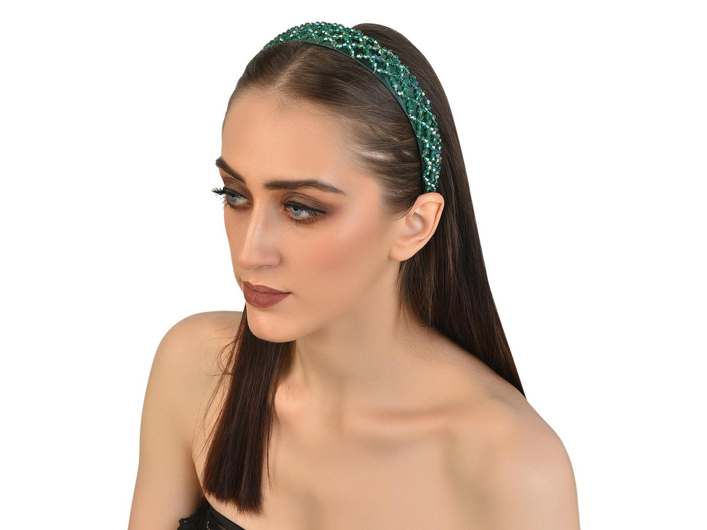 Vogue Hair Accessories Crystal Beaded Plastic Fancy Party Wedding Hairband For Girls