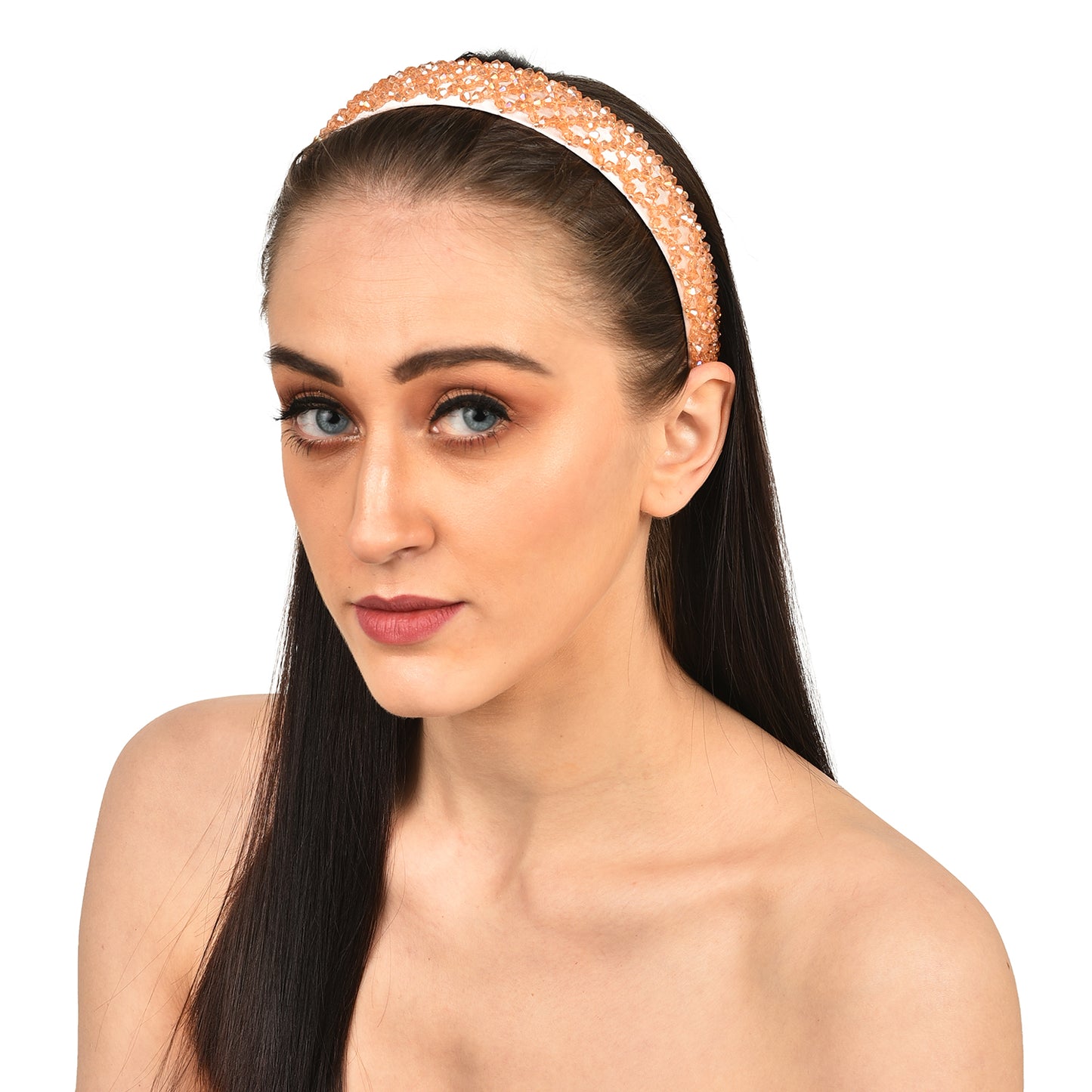 Vogue Hair Accessories Crystal Beaded Plastic Fancy Party Wedding Hairband For Girls