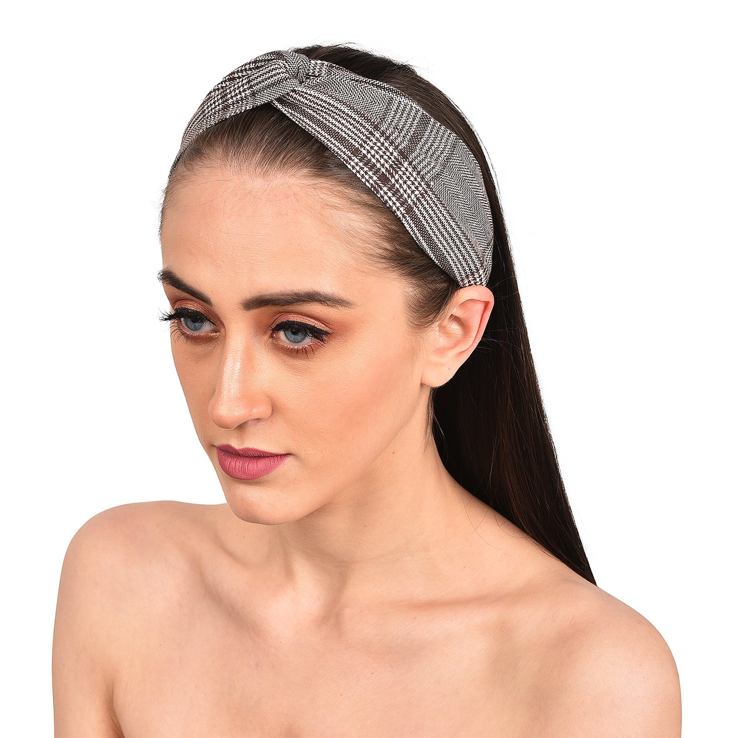 Vogue Hair Accessories Brown Check Cotton fabric Headband