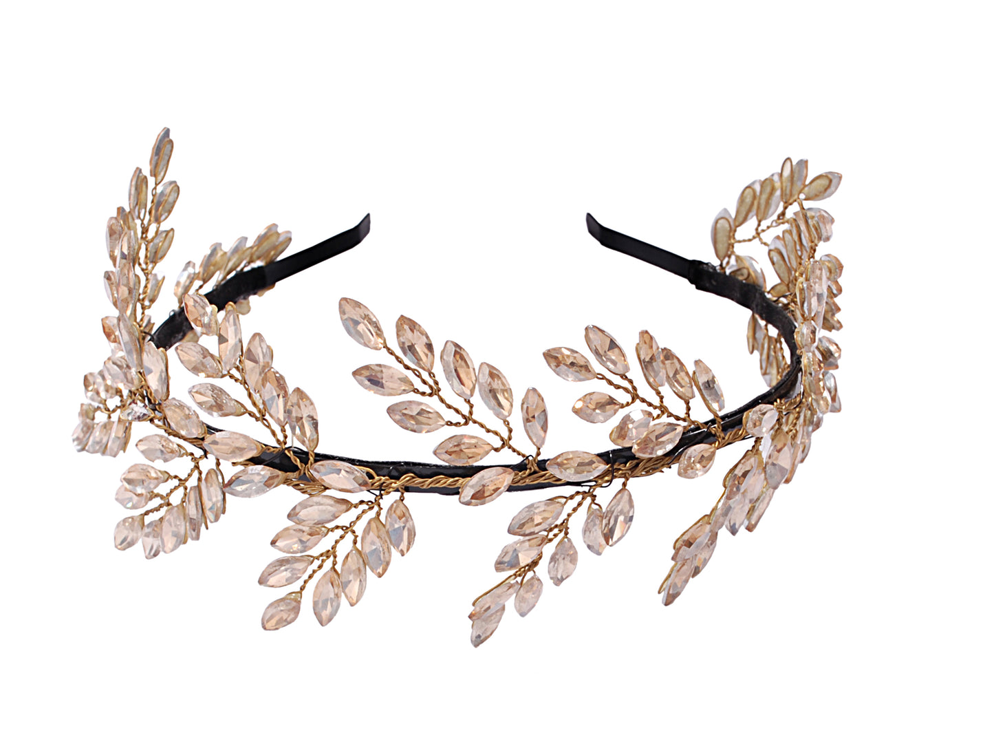 Vogue Hair Accessories Gold Handmade Crystal leaf Hairband