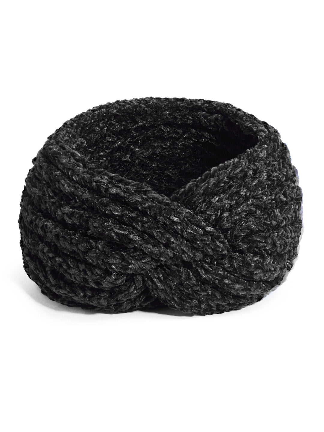 Vogue Hair Accessories Black Woollen Self Lines Headband