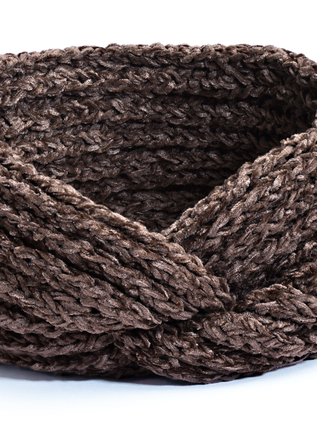 Vogue Hair Accessories Brown Woollen Self Lines Headband