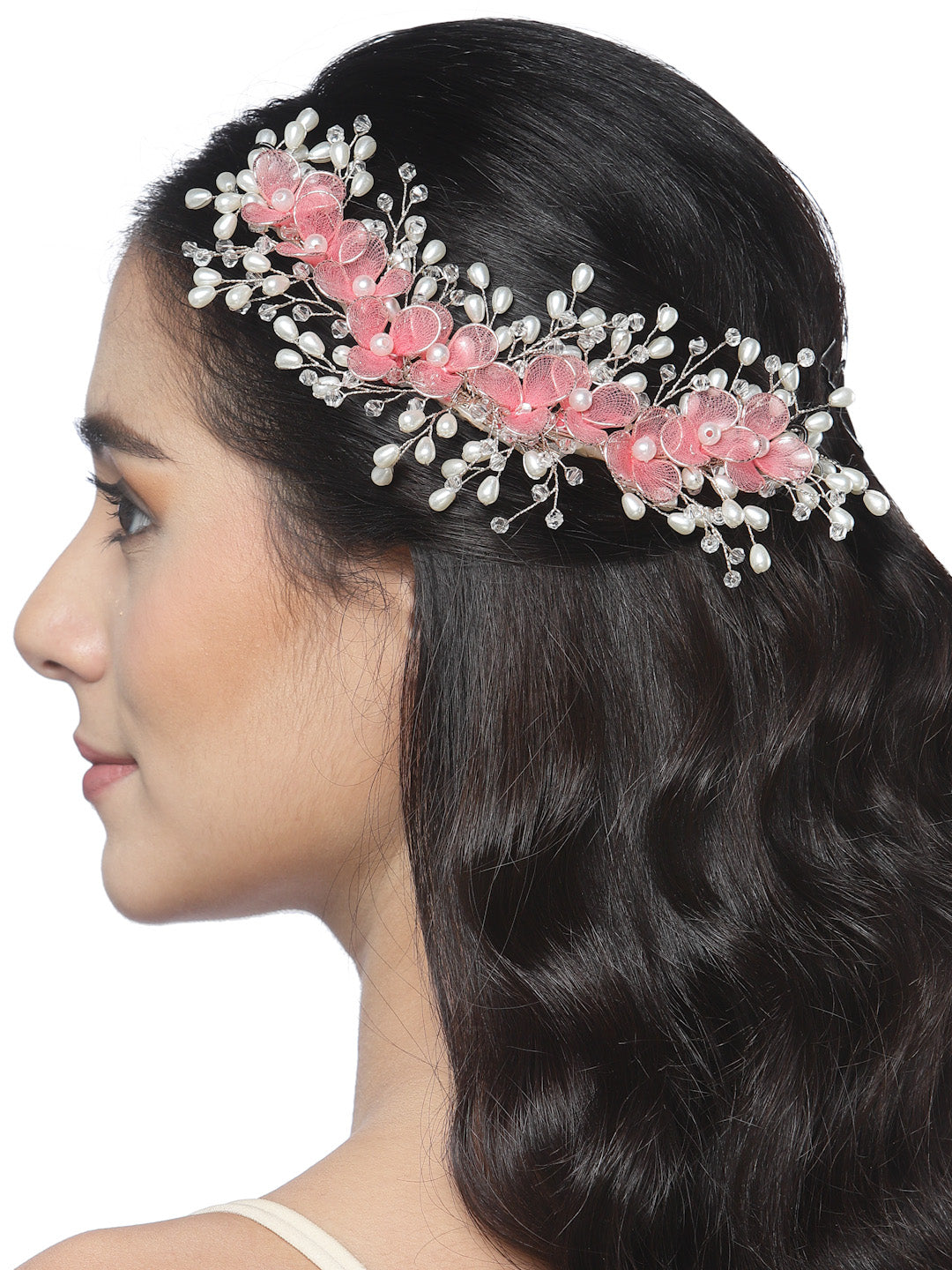 Vogue Hair Accessories Pink Net Flower Hair Accessories
