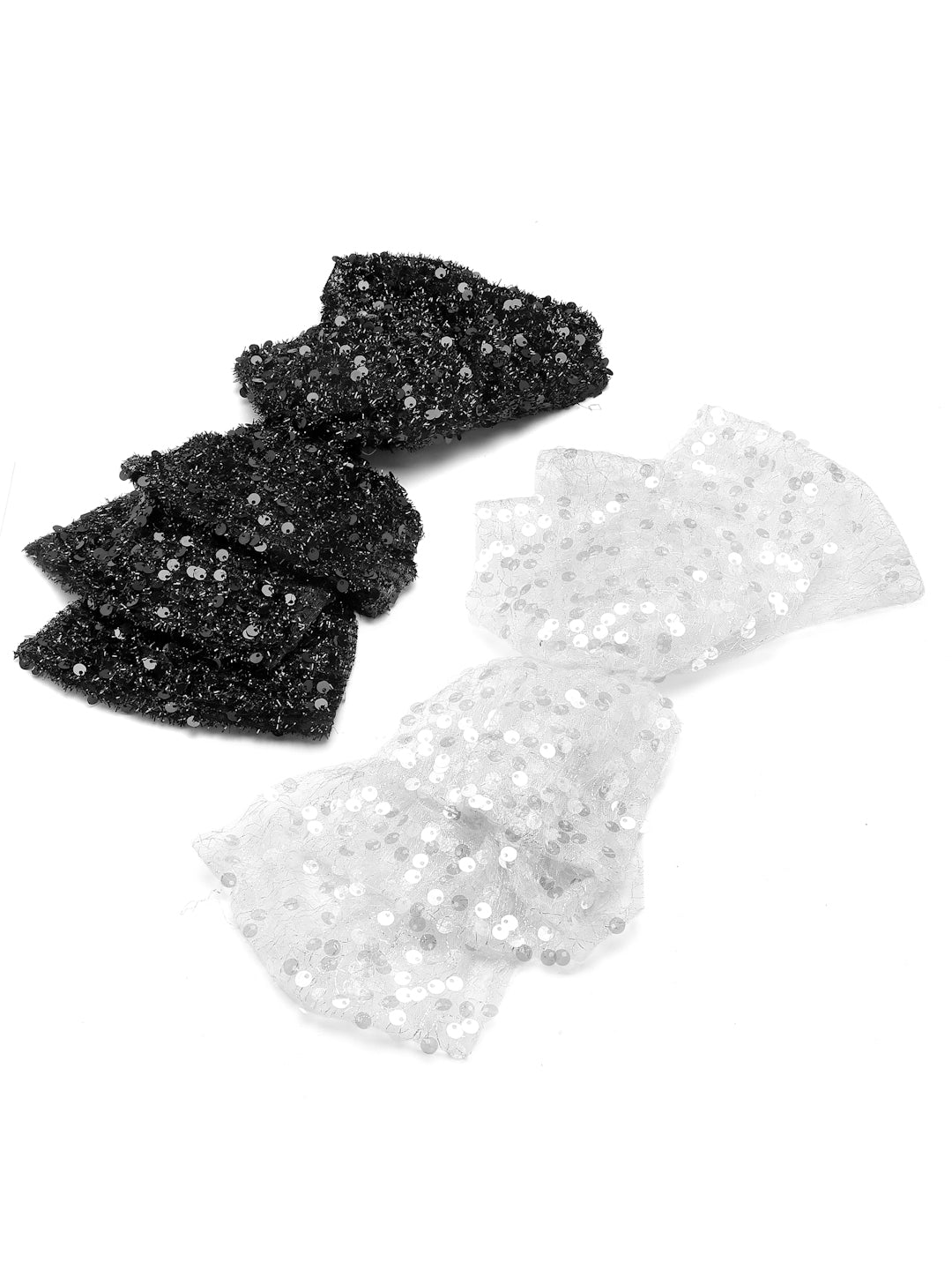 Vogue Hair Accessories Black And White Fancy Party Bow Hair Clip Back Clip For Girls and Women Set Of 2