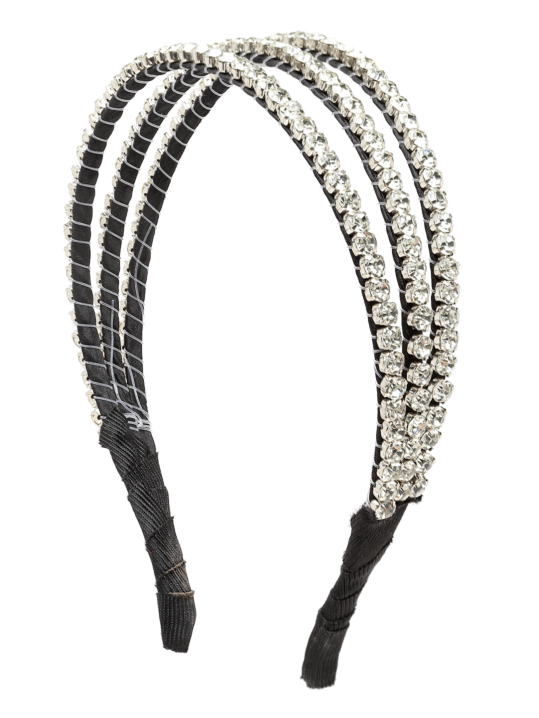 Vogue Hair Accessories Trendy layer Hairband Headband (Tripple_Line_Silver_Stone)