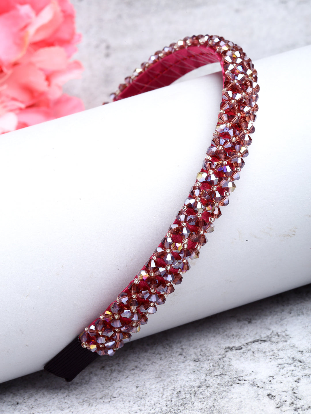 Vogue Hair Accessories Crystal Beaded Plastic Fancy Party Wedding Hairband For Girls