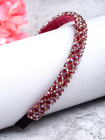Vogue Hair Accessories Crystal Beaded Plastic Fancy Party Wedding Hairband For Girls