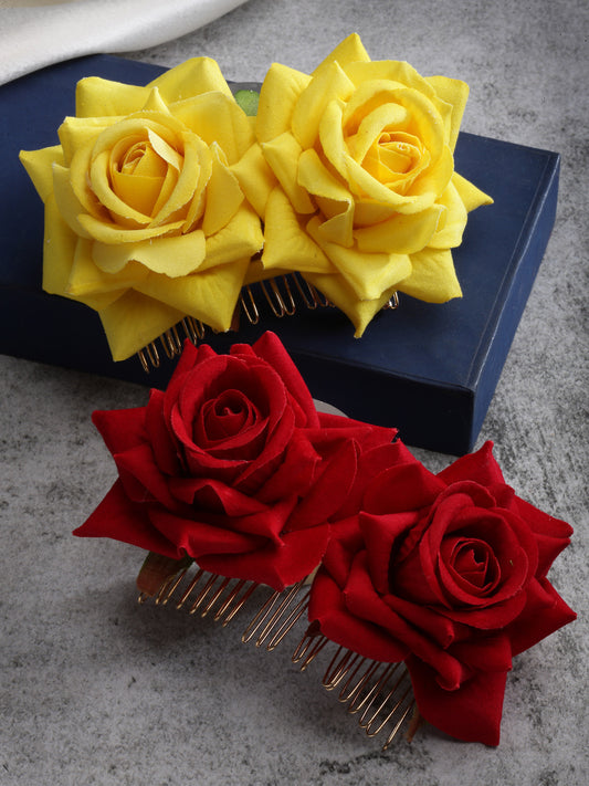 Vogue Hair Accessories  Rose Flower Hair Comb Clip Set of 2