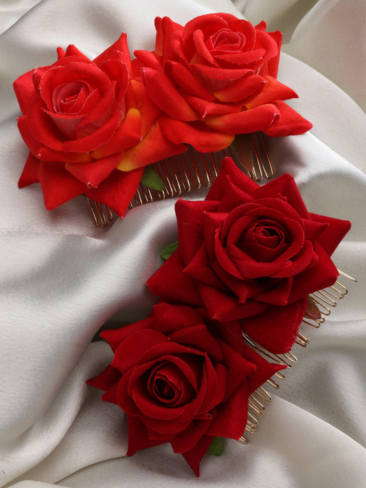 Vogue Hair Accessories  Rose Flower Hair Comb Clip Set of 2