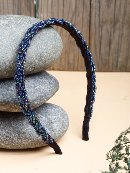 Vogue Hair Accessories Black Handmade Metal Braid Beaded Hairband