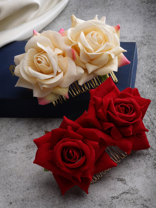Vogue Hair Accessories  Rose Flower Hair Comb Clip Set of 2