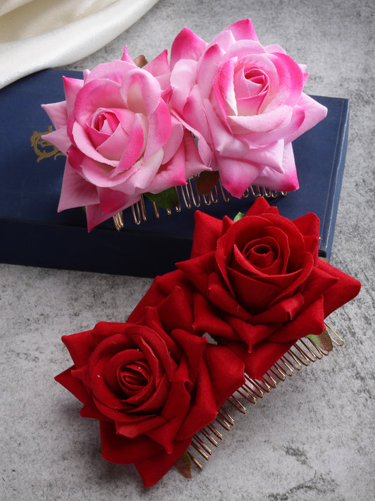 Vogue Hair Accessories  Rose Flower Hair Comb Clip Set of 2