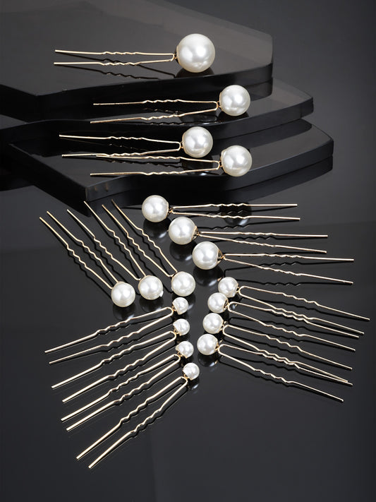 Vogue Hair Accessories White Pearl Hair Pins 18 Pcs