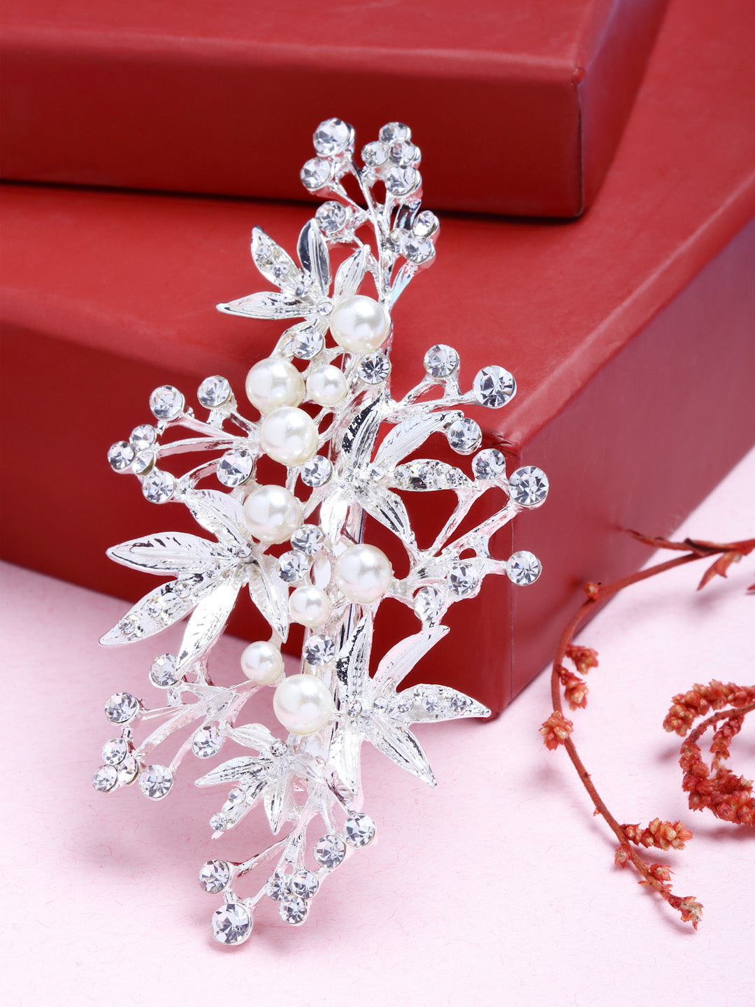 Vogue Hair Accessories Silver Metal Leaf Hair Pin