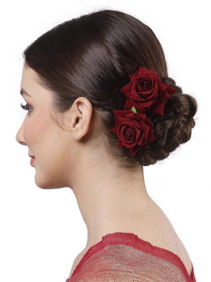 Vogue Hair Accessories Maroon Rose Juda Hair Pin