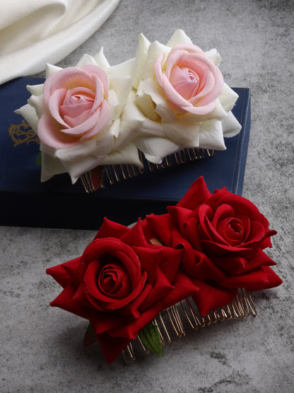 Vogue Hair Accessories  Rose Flower Hair Comb Clip Set of 2