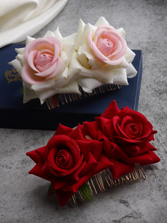 Vogue Hair Accessories  Rose Flower Hair Comb Clip Set of 2