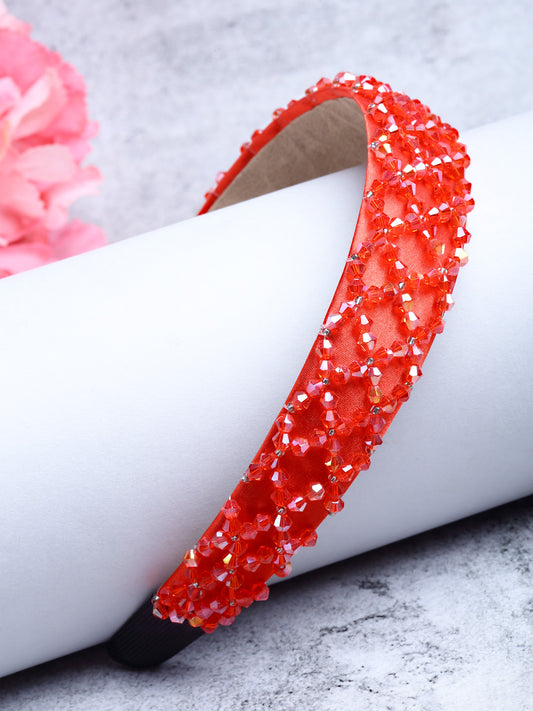 Vogue Hair Accessories Crystal Beaded Plastic Fancy Party Wedding Hairband For Girls