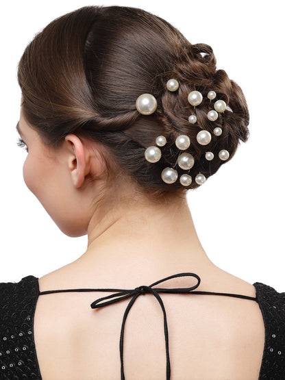 Vogue Hair Accessories White Pearl Hair Pins 18 Pcs