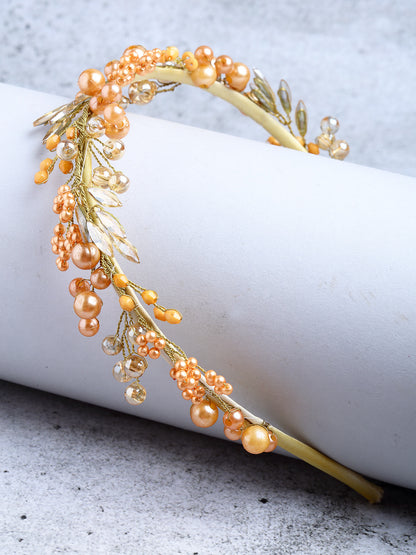 Vogue Hair Accessories Gold Handmade Pearl Hairband