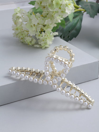 Vogue Hair Accessories Gold  Trendy Pearl Hair Clutcher