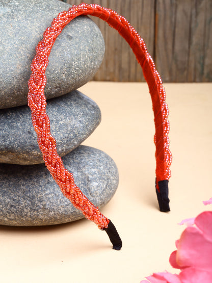 Vogue Hair Accessories Black Handmade Metal Braid Beaded Hairband