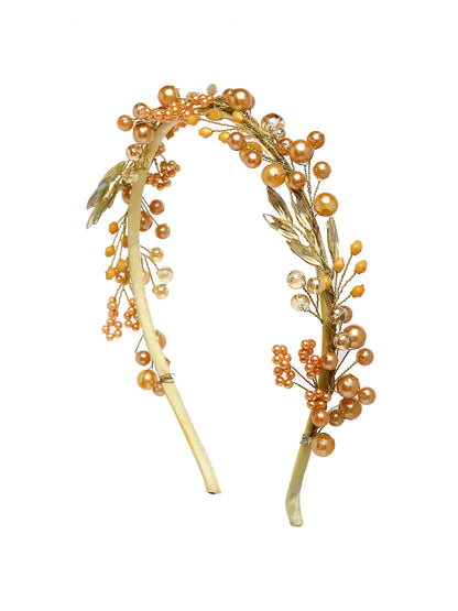 Vogue Hair Accessories Metal Handmade Crystal With Pearls Fancy Party Hairband Hair Accessories for Girls and Women