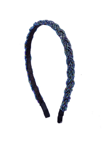 Vogue Hair Accessories Black Handmade Metal Braid Beaded Hairband