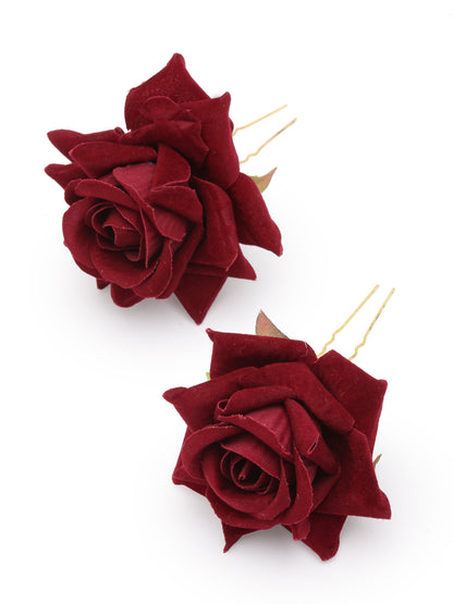 Vogue Hair Accessories Maroon Rose Juda Hair Pin
