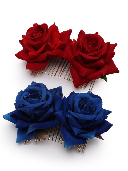 Vogue Hair Accessories  Rose Flower Hair Comb Clip Set of 2