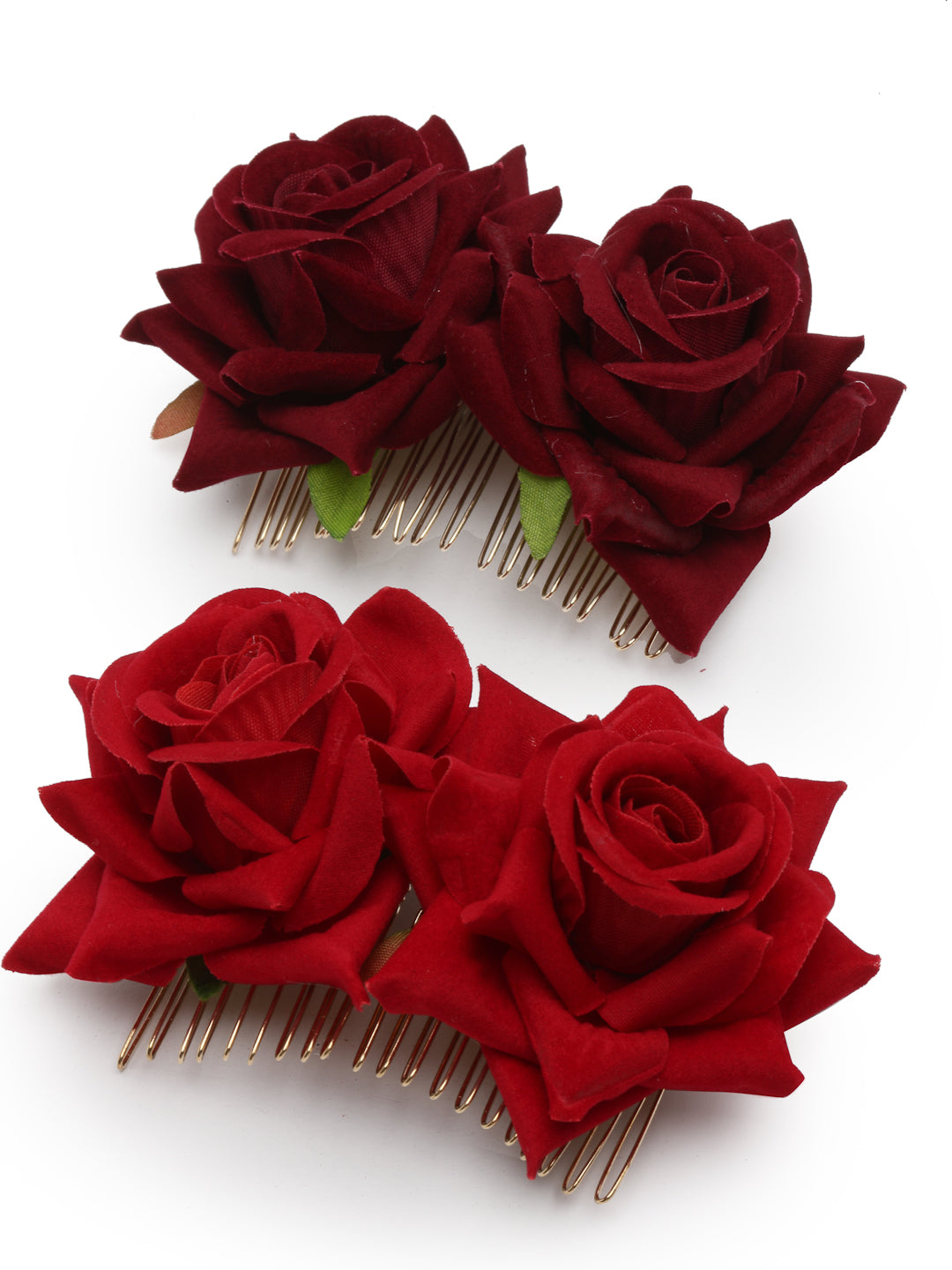 Vogue Hair Accessories  Rose Flower Hair Comb Clip Set of 2