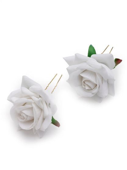 Vogue Hair Accessories White Rose Juda Hair Pin