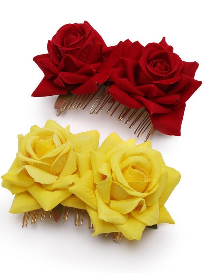 Vogue Hair Accessories  Rose Flower Hair Comb Clip Set of 2