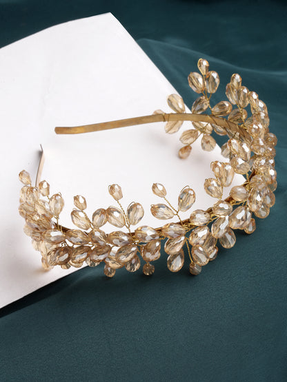 Vogue Hair Accessories Metal Handmade Crystal With Pearls Fancy Party Hairband Hair Accessories